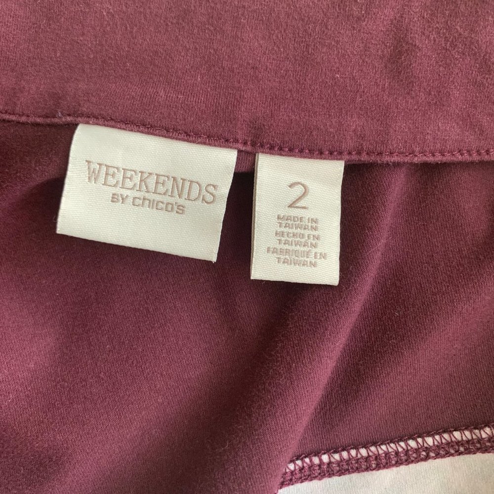 Chico's Weekend Active Wear Burgundy Abstract Zip - Picture 6 of 8